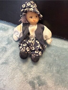 GANZ Floral Navy & White Cloth Doll with Hat